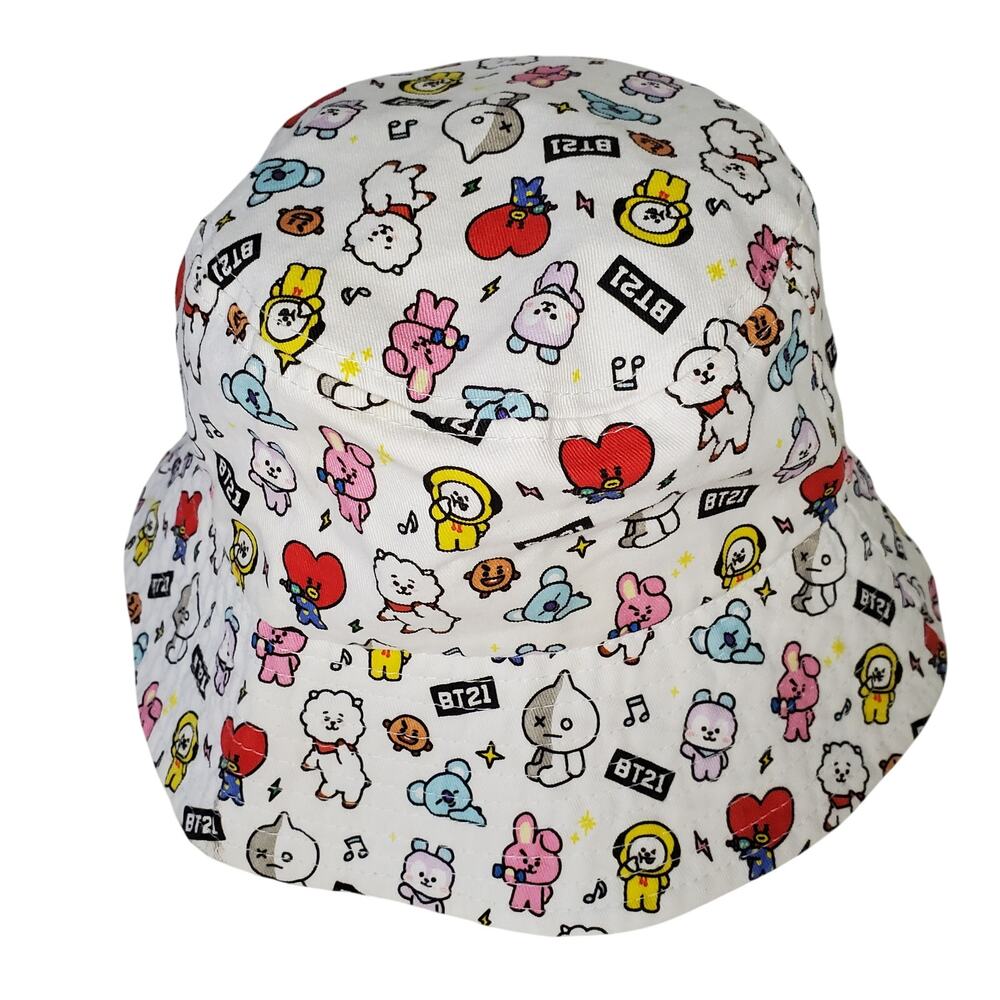 LNew-BTS BT21 Miniso Summer Bucket Hat All-Over Print Med 58cm Cloth Material